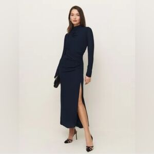 Reformation Navy Blue Long Sleeve Dress